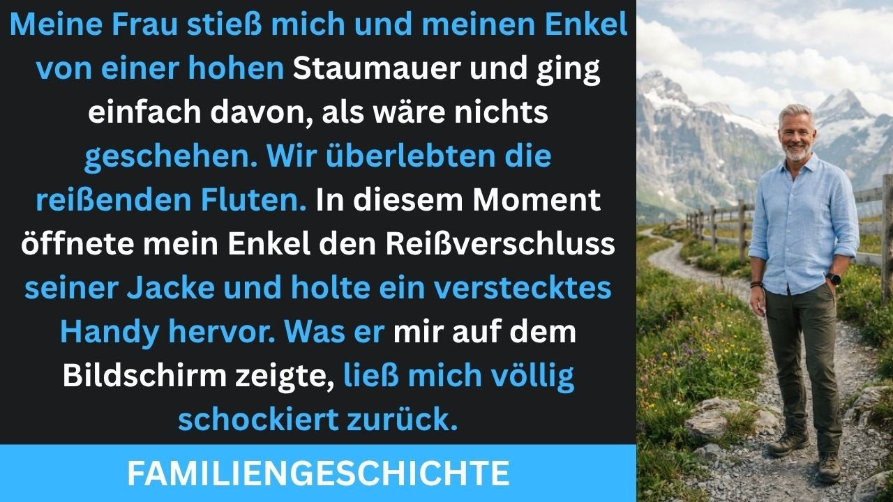Meine Frau stieß mich und meinen Enkel in den Damm – wir überlebten. Dann fand er ein Handy mit...!!