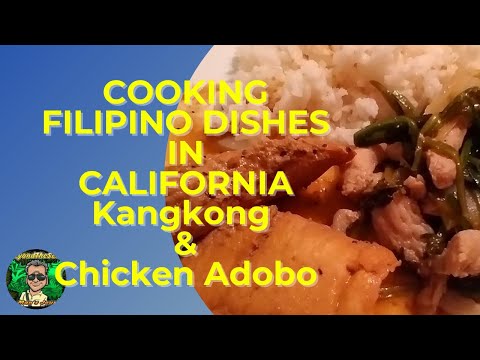 Making Adobo Chicken & Kangkong in California  :)