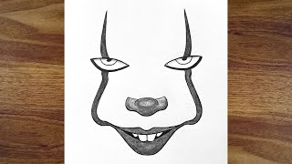 How to Draw Pennywise Face Step by Step | Easy Halloween IT Clown Pencil Drawing