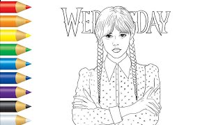 : How to coloring and drawing Wednesday Addams