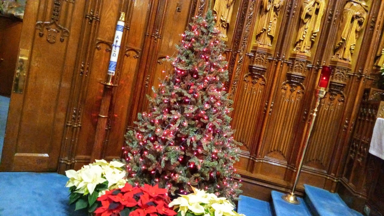 🎄 Christmas Trees With Red Lights on the Altar For Christmas Mass at ⛪️