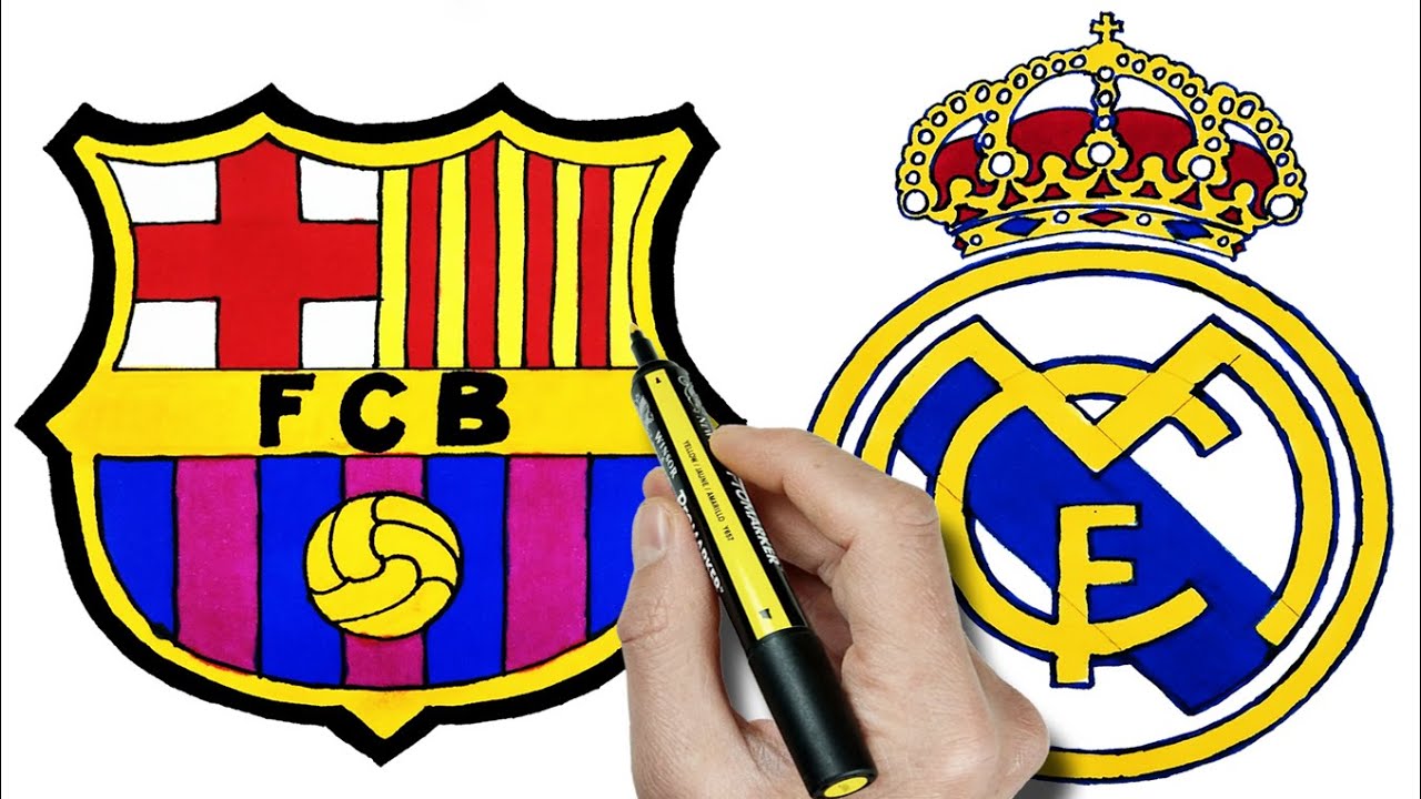 Barcelona Vs Real Madrid I Am Drawing Logos Barcelona Ve Real Madrid Logosu Ciziyorum Youtube