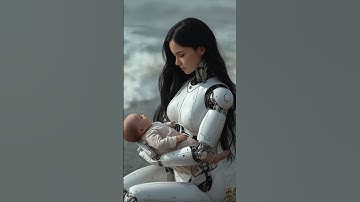 Robot Mother by the Ocean With Baby 🌊🤖 | AI Motherhood Story #airobot #robots