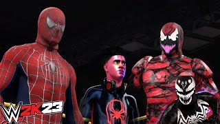 WWE 2K23 : SPIDERMAN & MILES VS VENOM & CARNAGE - TLC TAG TEAM MATCH