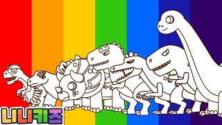 What Color Dinosaur is it? | Rainbow Dinosaur | Drawing Shark | Tyrannosaurus? | for Kids | NINIkids