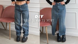 DIY from Jeans to Maxi Denim Skirt