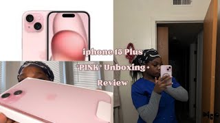 Pink iPhone 15 Plus Unboxing, Setup + iPhone 14 Pro Max Comparison In Size + New Update (iOS 17)