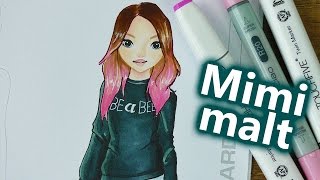 Dagi BEE s neue Haarfarbe malen im Topmodel Malbuch | Mimi malt YouTuberin | How to draw Dagi