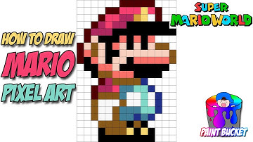 How to Draw Mario from Super Mario World - 16-Bit Mario Pixel Art Drawing Tutorial