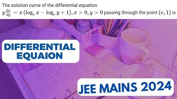 The solution curve of the differential equation y dx/dy = x(logex−logey+1),x greater than 0, y .....