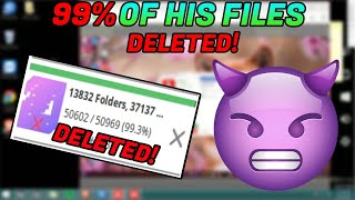 DELETING 99% OF A SCAMMERS FILES ON HIS PC!