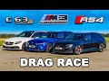 New RS4 Comp v M3 v AMG C63: Estate DRAG RACE