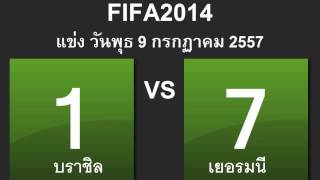 ผลฟุตบอลโลก 2014 บราชิล vs เยอรมนี 09/07/2014 03:00 Brazil vs Germany