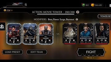 Fatal Action Movie Tower Boss Battle 198 - 200 Fight + Rewards MK Mobile