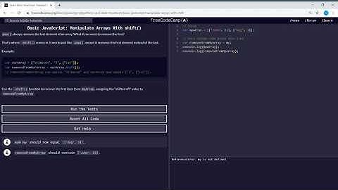 Basic JavaScript (44/111) | Manipulate Arrays With shift | freeCodeCamp