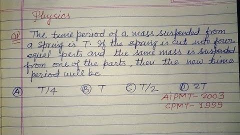 The time period of a mass suspended from a spring is T if the spring is... | neet physics pyqs 