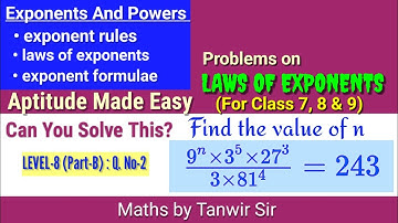 Laws Of Exponents Class 8 | Exponent Rules | Part-B | Q.No.2 | #lawsofexponents