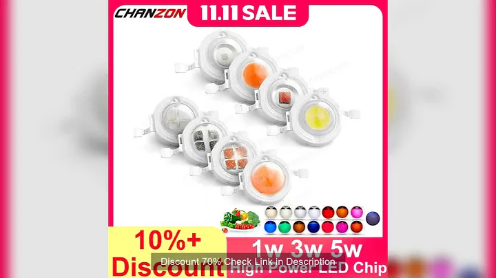 1W 3W 5W  High Power Smd Led Chip 1 3 5 Watt Warm Natural Cool White Uv Orange Red Blue Green Cob Li