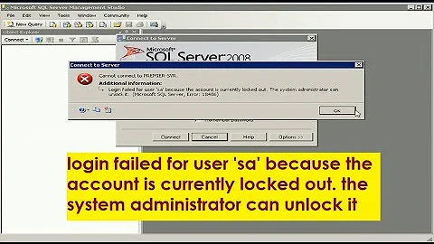 login failed for user 'sa' because the account is currently locked out. administrator can unlock it