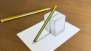 3d drawing on paper | 3d drawing Box with pencil