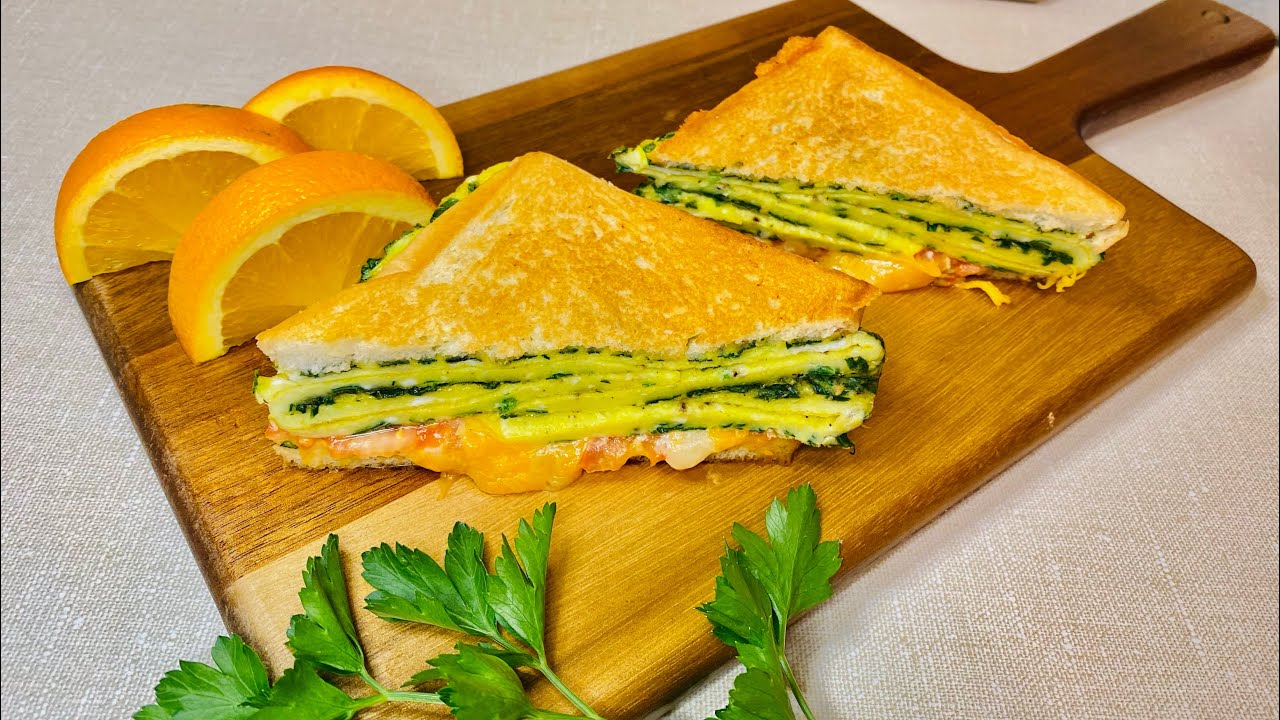 Spinach open toast with fried egg