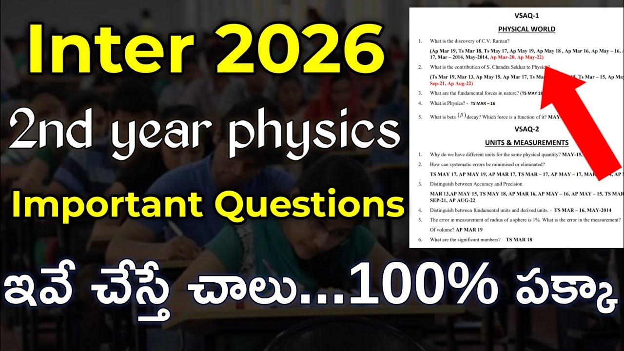 Physics All Important Questions | Inter 2nd Year IPE 2026 💯 | AP & TS