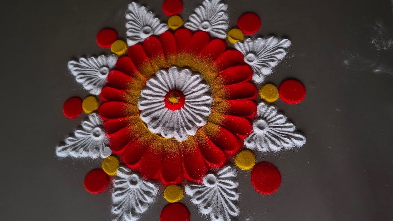 Beautiful Flower Rangoli |Two Colour Rangoli |Easy Daily Muggulu |Daily ...