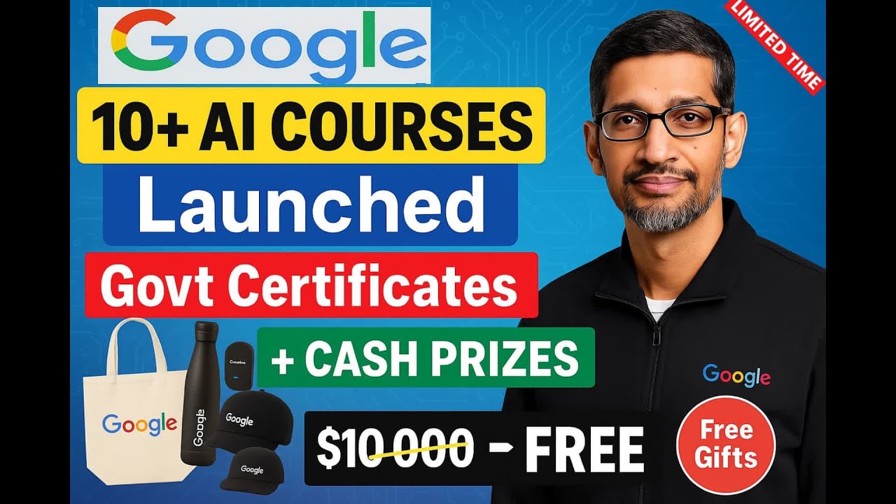 Google 10+ Free AI Courses with Certificates & Cash Prizes 💸 | Limited ...