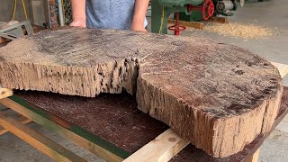 From Rotten Wood to Amazing Coffee Table: A Young Carpenter's Skillful Transformation