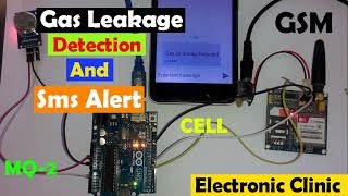Arduino Gas leakage detection and sms alert using Gsm sim900A and smoke Gas sensor MQ2 Sensor Module