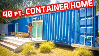 She built a MODERN beach home from a 40 Ft SHIPPING CONTAINER HOME