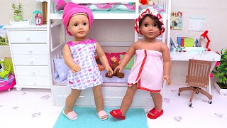 Baby dolls sisters bathroom routine story! Play Toys