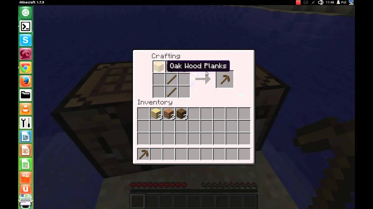 minecraft tuto n°3 : pioche en bois et en pierre - YouTube