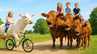 Mengiring puluhan sapi lembu jinak turun dari bukit pedesaan menuju ladang peternakan Sapi gembala 3