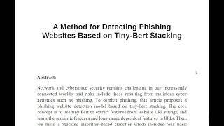 A Method for Detecting Phishing Websites Based on Tiny Bert Stacking