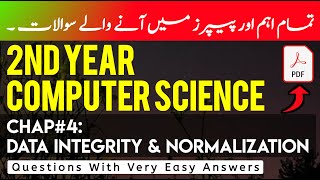 2nd year computer science Chapter 4 Important Questions with Answers: DATA INTEGRITY & NORMALIZATION