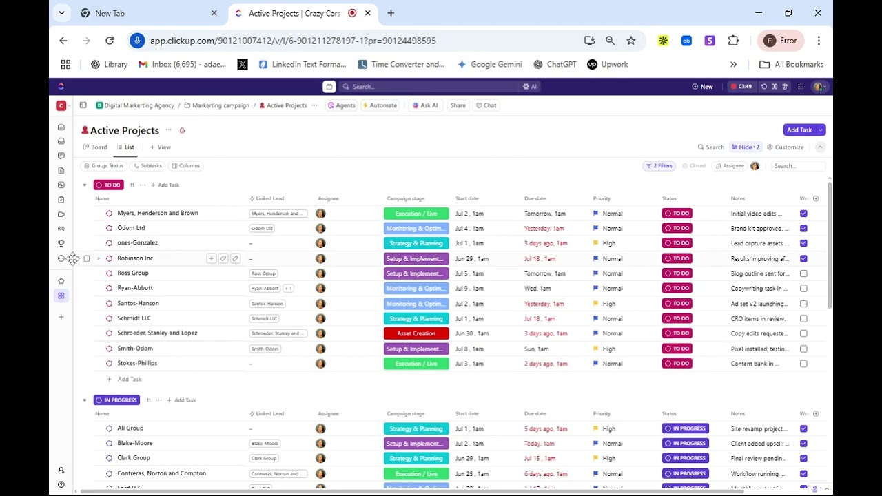 ClickUp Workflow for Marketing Agency