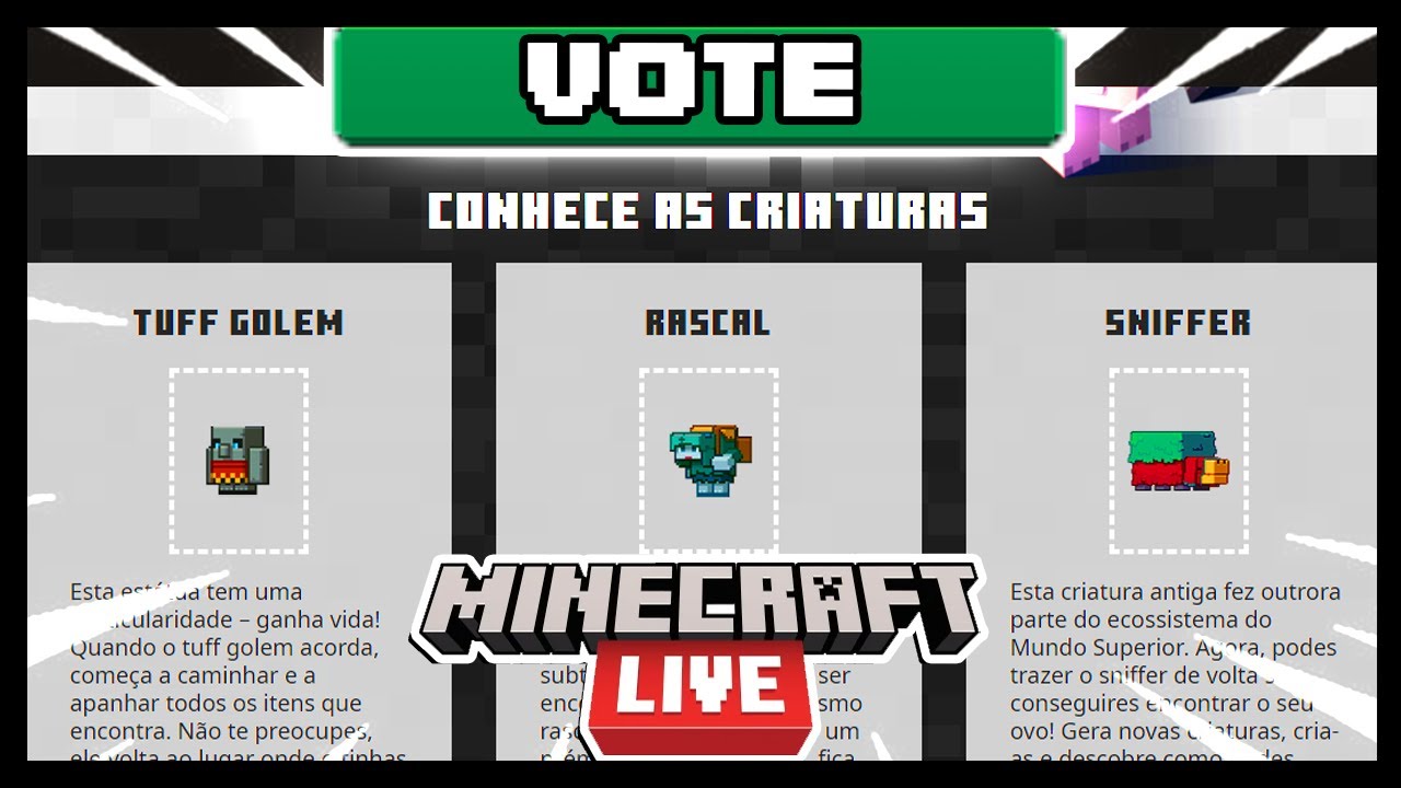 MINECRAFT LIVE - EM QUAL MOB VOTAR? 