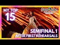 Eurovision 2024 semifinal 1 top 15 after first rehearsals