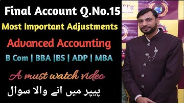 Final Account Q No 15 || Advanced Accounting by Sohail Afzal|| B.Com, BBA, ADP, MBA