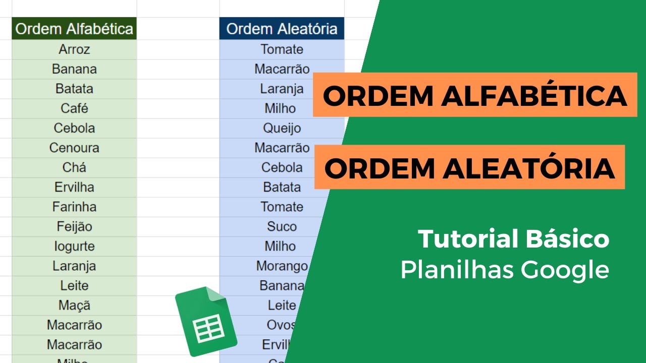 Ordem Alfabética e Ordem Aleatória no Planilhas Google! Aprenda a ...