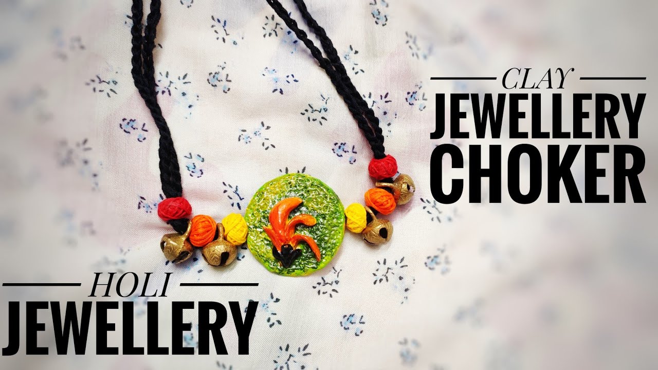 Clay Jewellery making tutorial| Handmade Jewellery making | Clay Necklace|Clay palas flower tutorial