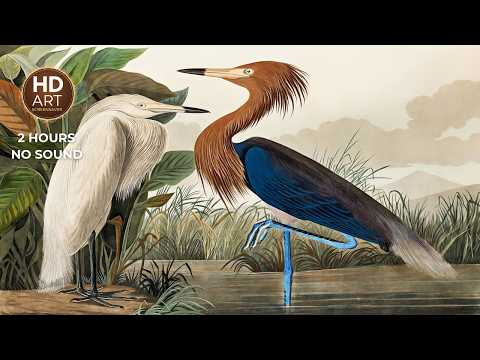 Purple Heron by John James Audubon | 2 Hour Screensaver for Your TV