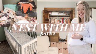 GETTING READY FOR BABY (part 2) // baby clothes, bedside cart + more nesting organization