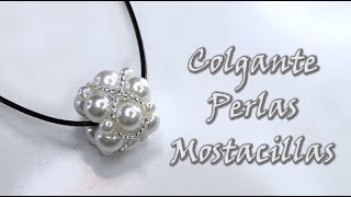 COLGANTE BOLITAS DE PERLAS Y MOSTACILLAS. Curso de bisutería con perlas.