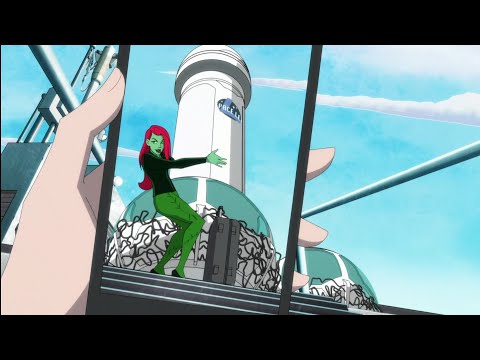 Harley Quinn: Poison Ivy rides on a giant Space Rocket.