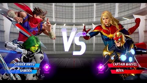 Gamora and Strider Hiryu vs Captain Marvel and NOVA