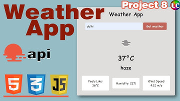 How to Create Weather App using HTML CSS & Javascript | Project 8 | Like🙏 #javascript