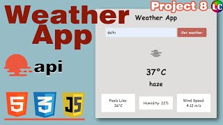 How to Create Weather App using HTML CSS & Javascript | Project 8 | Like🙏 #javascript screenshot 1