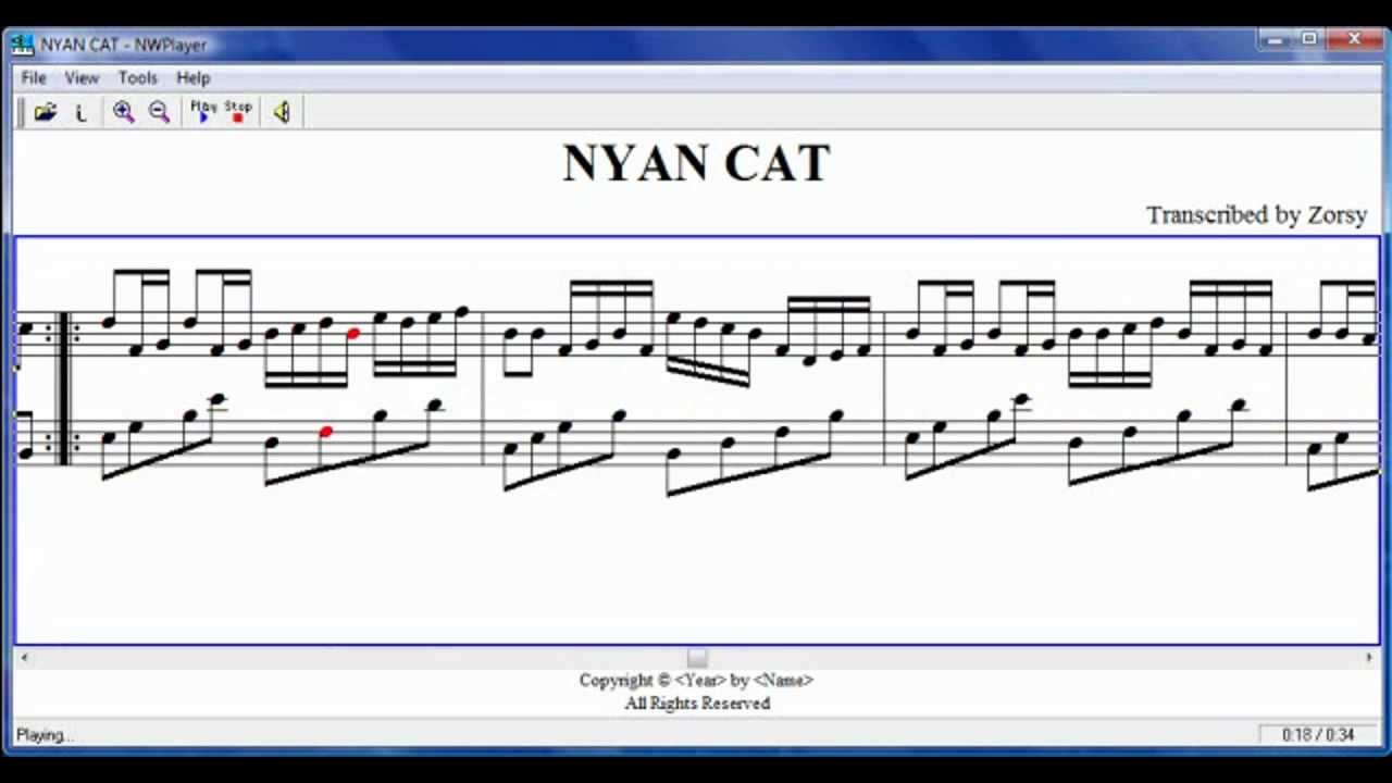 Nyan Cat Piano Cover Sheet Music Played On Noteworthy Player